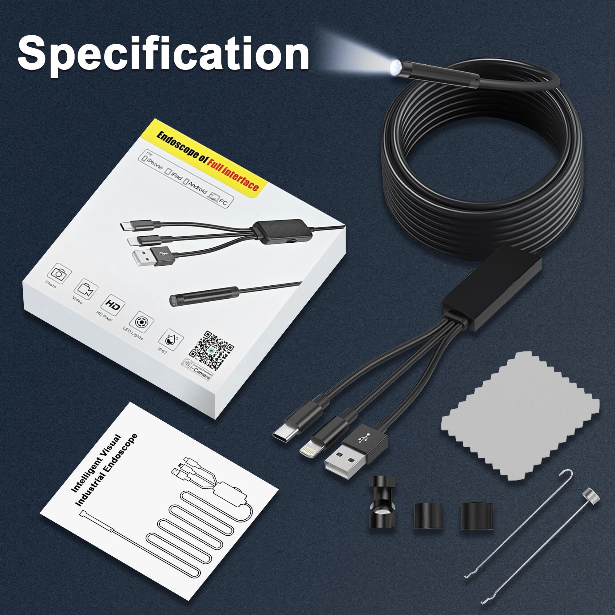 New Arrival 3 in 1 1080P Indus - Endoscope Inspection Camera ulasan dan harga
